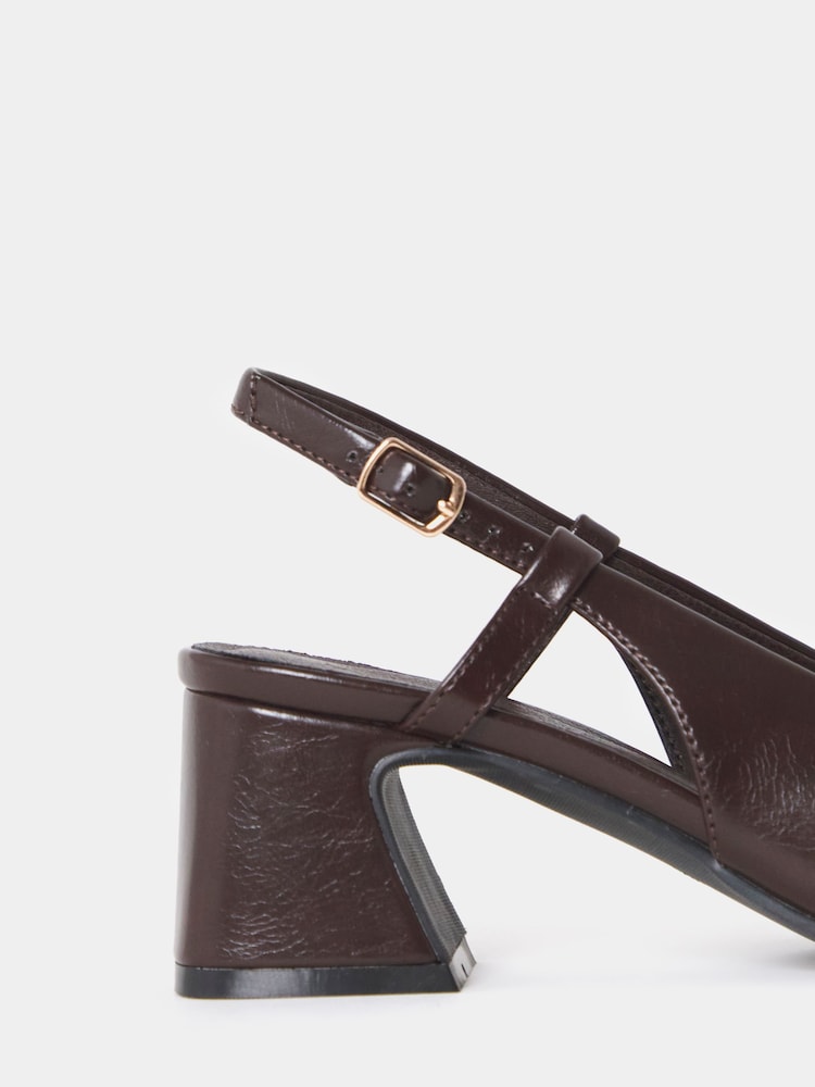 JD Williams Brown Block Heel Slingback Shoes - Image 4 of 4 JD Williams Brown Block Heel Slingback Shoes - Image 4 of 4