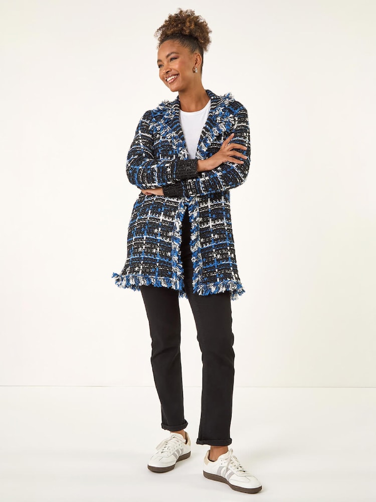 Roman rutete frynser i strikket Cardigan - Bilde 1 av 4