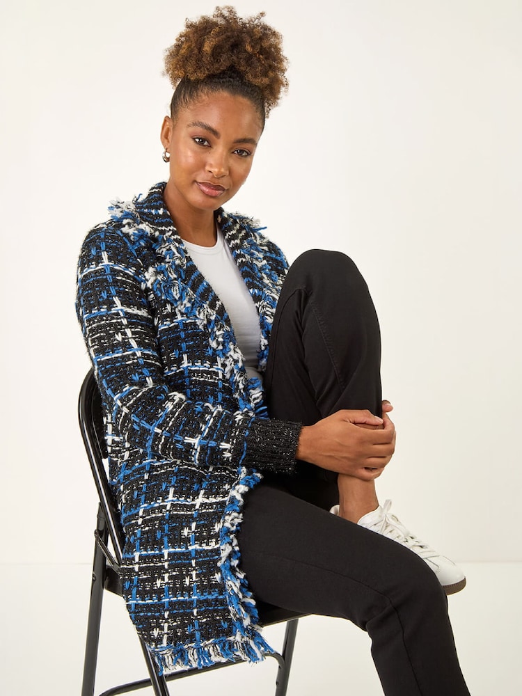 Roman rutete frynser i strikket Cardigan - Bilde 2 av 4
