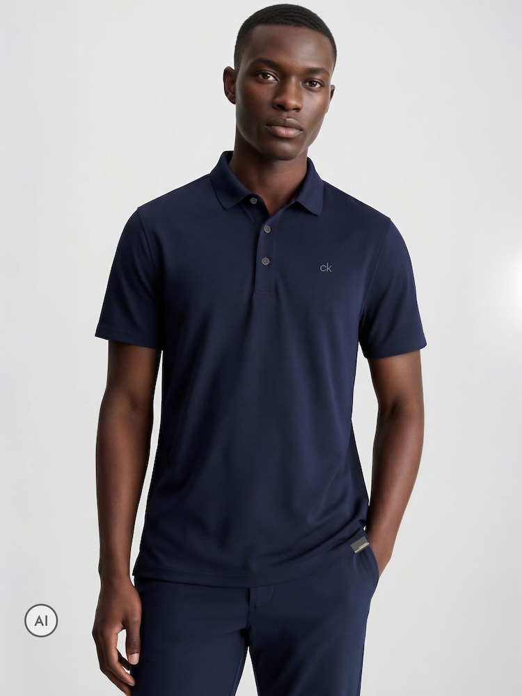 Calvin Klein Golf Blue Metro Liquid Touch Polo Shirt - Image 1 of 9 Calvin Klein Golf Blue Metro Liquid Touch Polo Shirt - Image 1 of 9