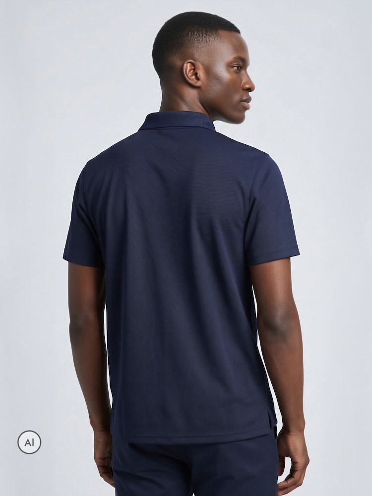 Calvin Klein Golf Blue Metro Liquid Touch Polo Shirt - Image 2 of 9 Calvin Klein Golf Blue Metro Liquid Touch Polo Shirt - Image 2 of 9