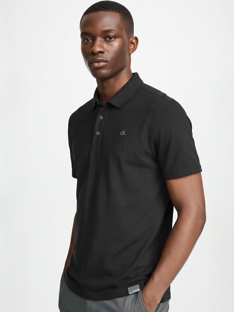 Calvin Klein Golf Black Metro Liquid Touch Polo Shirt - Image 2 of 9 Calvin Klein Golf Black Metro Liquid Touch Polo Shirt - Image 2 of 9