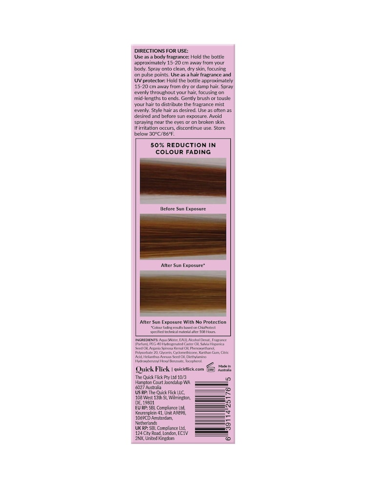 Quick Flick Mist 3 in 1 Hair & Body Perfume Mist with UV Hair Filters - Image 7 of 7 Quick Flick Mist 3 in 1 Hair & Body Perfume Mist with UV Hair Filters - Image 7 of 7