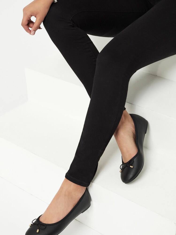 Lipsy Black Faux Leather Metal Bow School Ballet Pump - Image 2 of 4 Lipsy Black Faux Leather Metal Bow School Ballet Pump - Image 2 of 4