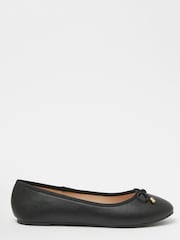 Lipsy Black Faux Leather Metal Bow School Ballet Pump - Image 4 of 4