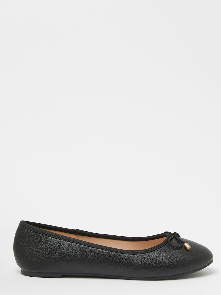 Lipsy Black Faux Leather Metal Bow School Ballet Pump - Image 4 of 4 Lipsy Black Faux Leather Metal Bow School Ballet Pump - Image 4 of 4