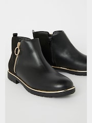 Lipsy Black Zip Flat Ankle Boot - Leather Look - Image 1 of 6