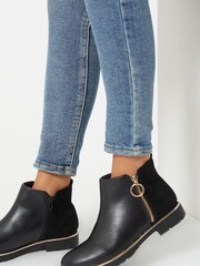 Lipsy Black Zip Flat Ankle Boot - Leather Look - Image 3 of 6
