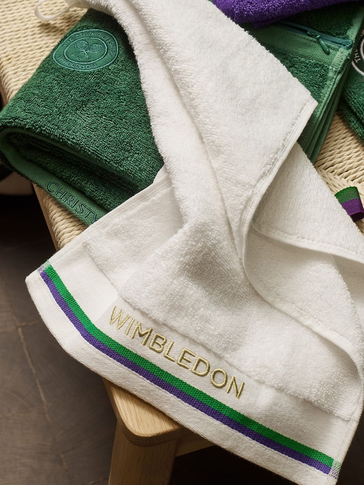 Christy Green/Purple Wimbledon Embroidered Cotton Sports Towel - Image 1 of 4