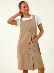 Roman Natural Petite Corduroy Pinny Dress - Image 3 of 4