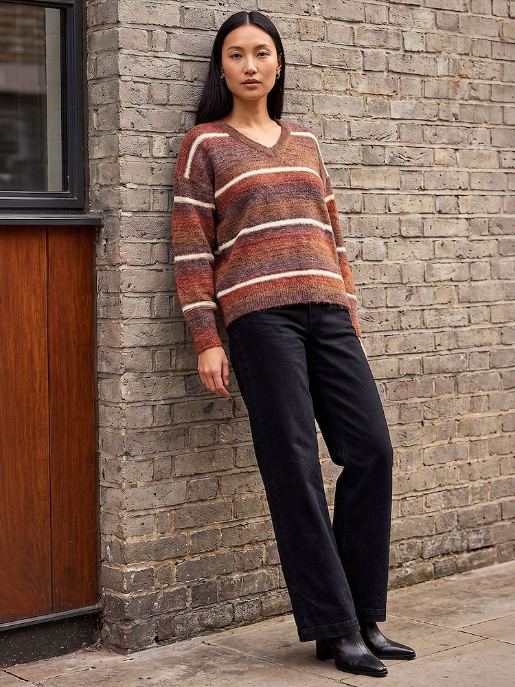 Roman Brown Stripe Fluffy Knit Jumper - Image 2 of 4