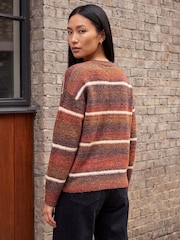Roman Brown Stripe Fluffy Knit Jumper - Image 3 of 4