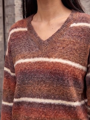 Roman Brown Stripe Fluffy Knit Jumper - Image 4 of 4