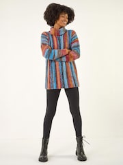 Roman Brown Space Dye Roll Neck Knit Jumper - Image 2 of 4