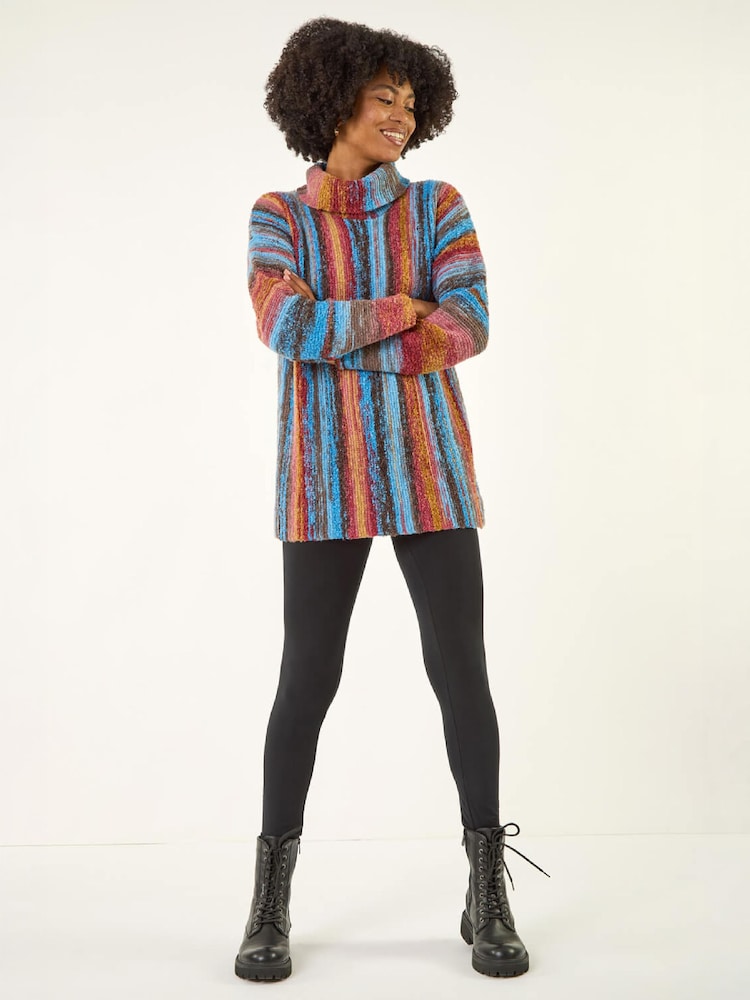 Roman Brown Space Dye Roll Neck Knit Jumper - Image 2 of 4 Roman Brown Space Dye Roll Neck Knit Jumper - Image 2 of 4