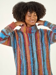 Roman Brown Space Dye Roll Neck Knit Jumper - Image 4 of 4