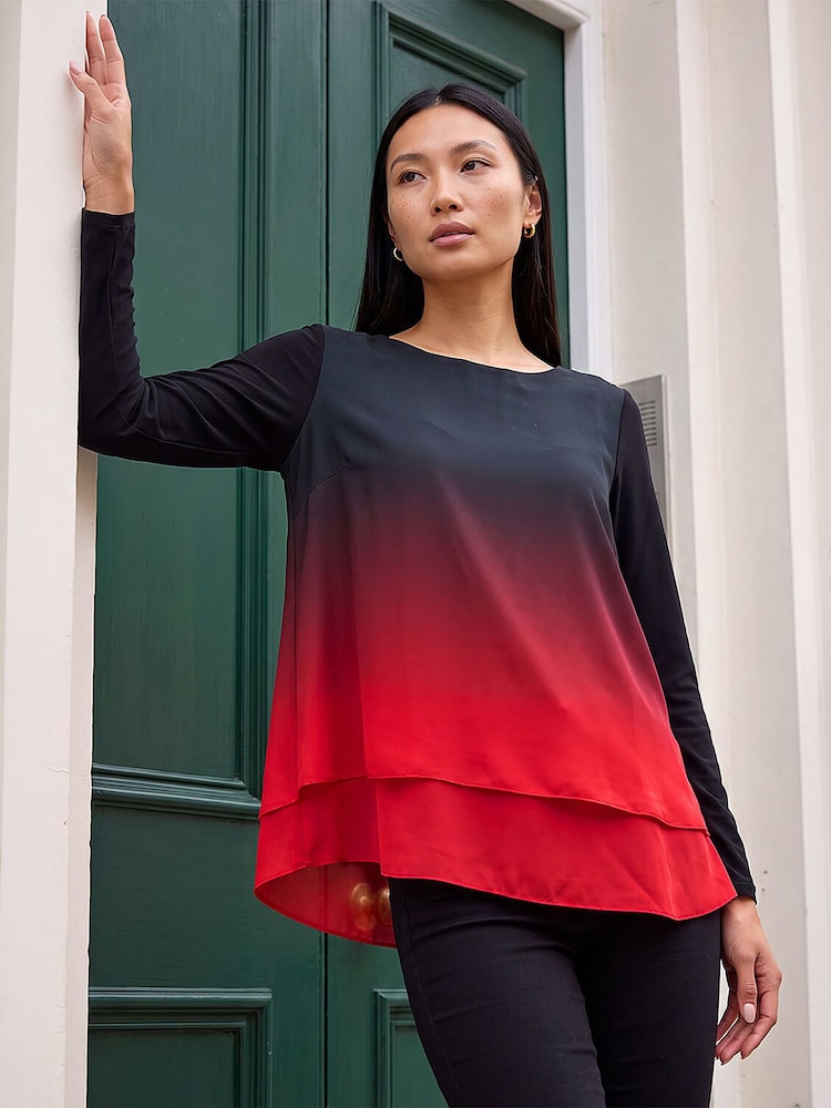 Roman Ombre Chiffon Overlay Top - Imagen 1 de 4