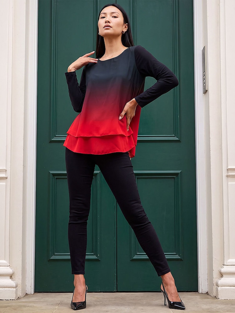 Roman Ombre Chiffon Overlay Top - Imagen 2 de 4