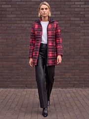 Roman Red Check Print Quilted Puffer Coat - Image 3 of 4