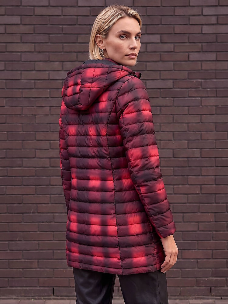 Roman Red Check Print Quilted Puffer Coat - Image 4 of 4 Roman Red Check Print Quilted Puffer Coat - Image 4 of 4