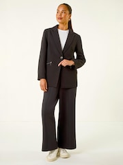 Roman Black Petite Zip Pocket Stretch Blazer - Image 2 of 4