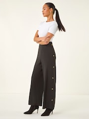 Roman Black Petite Button Detail Stretch Trousers - Image 2 of 4