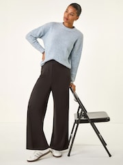 Roman Black Wide Leg Ponte Stretch Trousers - Image 2 of 4