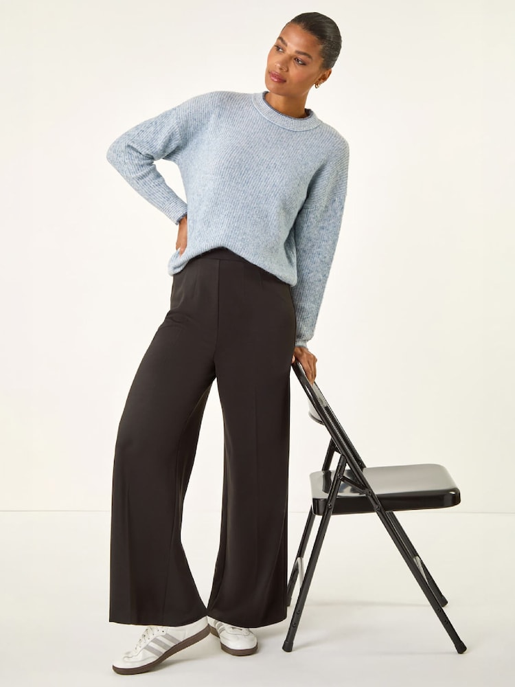 Roman Black Wide Leg Ponte Stretch Trousers - Image 2 of 4 Roman Black Wide Leg Ponte Stretch Trousers - Image 2 of 4