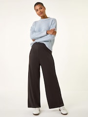 Roman Black Wide Leg Ponte Stretch Trousers - Image 3 of 4