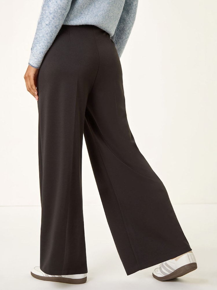Roman Black Wide Leg Ponte Stretch Trousers - Image 4 of 4 Roman Black Wide Leg Ponte Stretch Trousers - Image 4 of 4