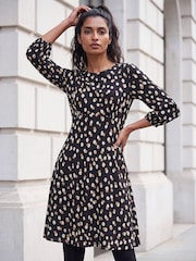 Roman Brown Speckled Print Stretch Dress - Image 1 of 4