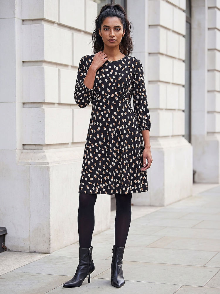 Roman Brown Speckled Print Stretch Dress - Image 2 of 4
