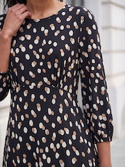 Roman Brown Speckled Print Stretch Dress - Image 4 of 4