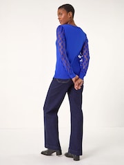 Roman Blue Polka Dot V-Neck Sleeve Knit Jumper - Image 3 of 4