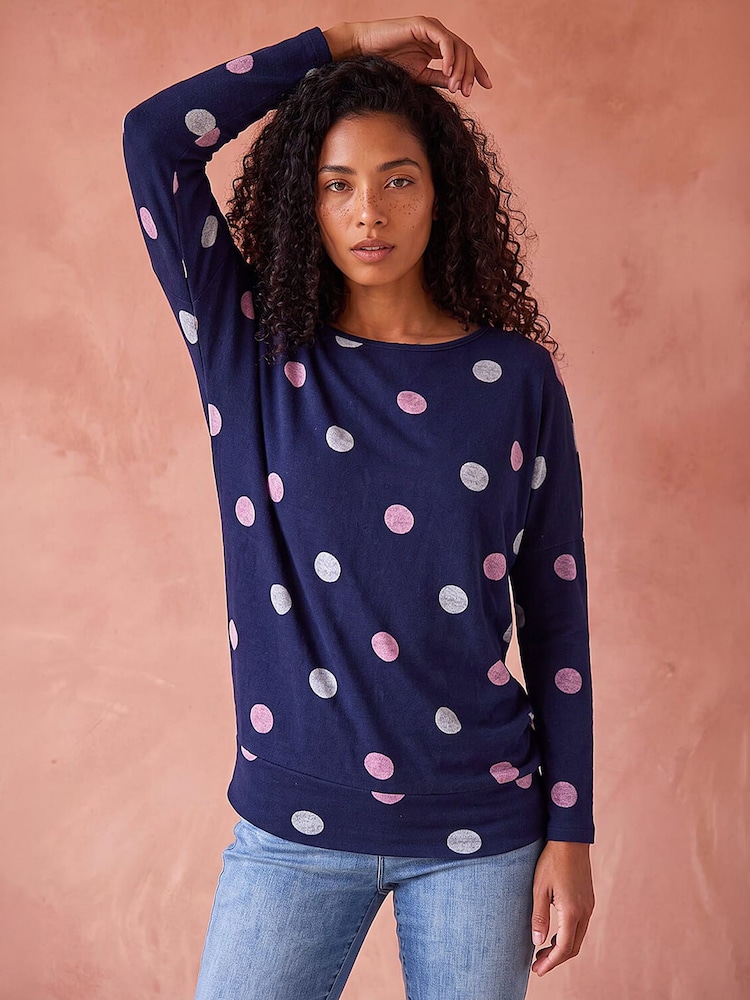 Roman Blue Spot Print Snit Top - Image 1 of 4
