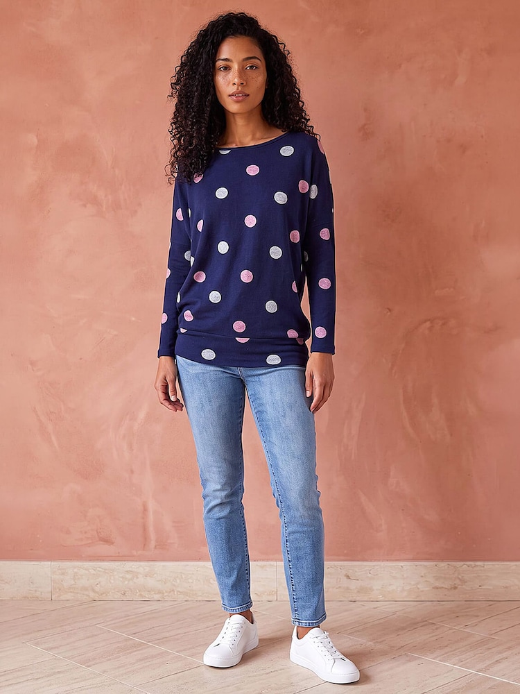 Roman Blue Spot Print Snit Top - Image 2 of 4