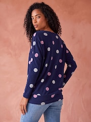 Roman Blue Spot Print Snit Top - Image 3 of 4