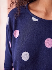 Roman Blue Spot Print Snit Top - Image 4 of 4
