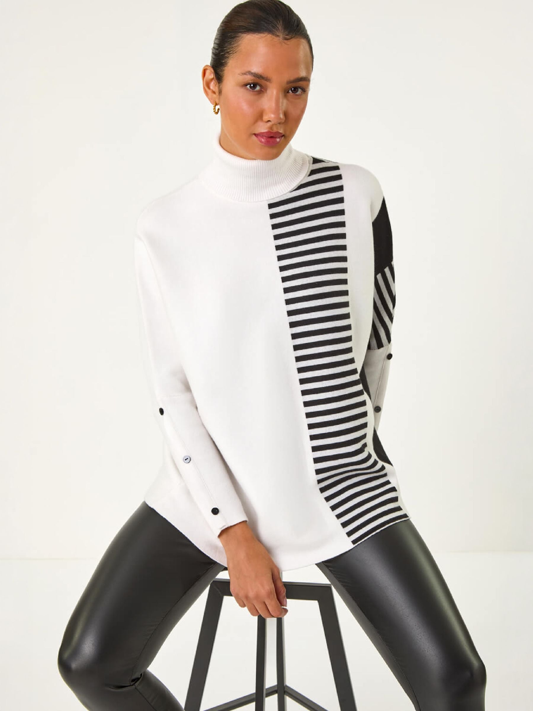 Roman Ivory Stripe Colour Block Jumper - Image 3