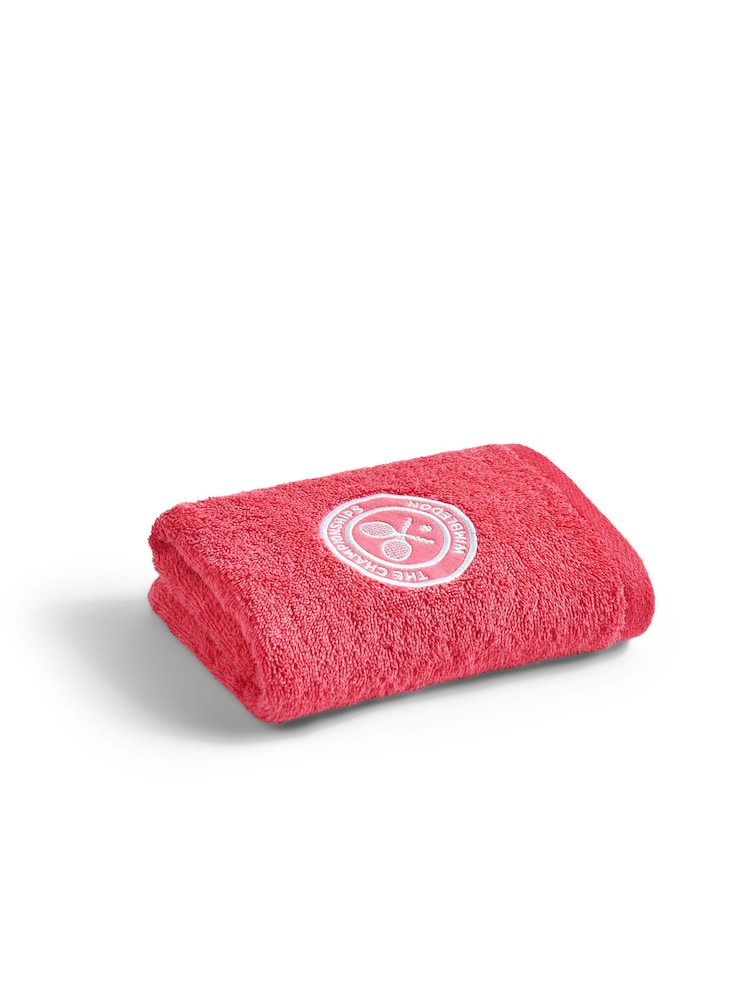 Christy Pink Wimbledon Embroidered Cotton Guest Towel - Image 3 of 3