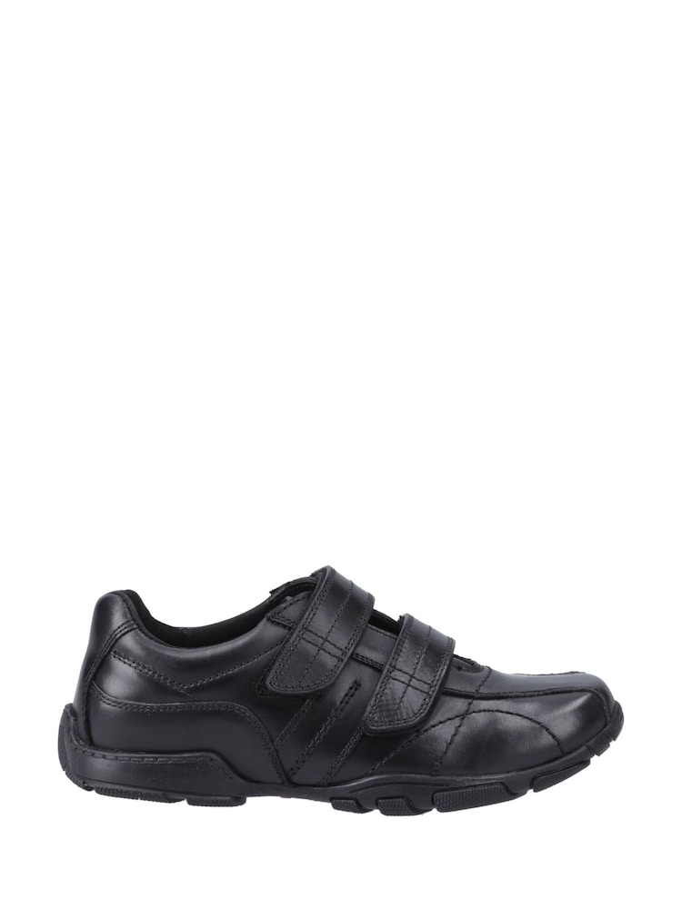 Hush Puppies Black Vance Touch Fastening Junior School Shoes - Image 1 of 4 Hush Puppies Black Vance Touch Fastening Junior School Shoes - Image 1 of 4