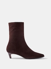 Mint Velvet Brown Issy Suede Kitten Heel Ankle Boots - Image 1 of 5