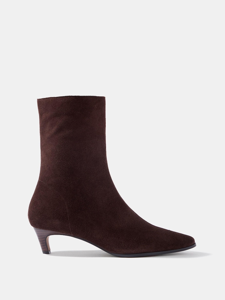 Mint Velvet Brown Issy Suede Kitten Heel Ankle Boots - Image 1 of 5 Mint Velvet Brown Issy Suede Kitten Heel Ankle Boots - Image 1 of 5