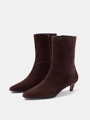 Mint Velvet Brown Issy Suede Kitten Heel Ankle Boots - Image 3 of 5