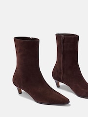 Mint Velvet Brown Issy Suede Kitten Heel Ankle Boots - Image 4 of 5