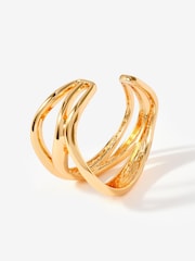 Guldfarvet tone. - Mint Velvet Sculpted Open Wave Bangle - Billede 2 af 3