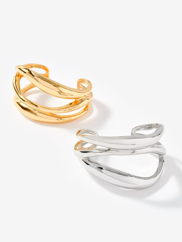 Guldfarvet tone. - Mint Velvet Sculpted Open Wave Bangle - Billede 3 af 3 Guldfarvet tone. - Mint Velvet Sculpted Open Wave Bangle - Billede 3 af 3