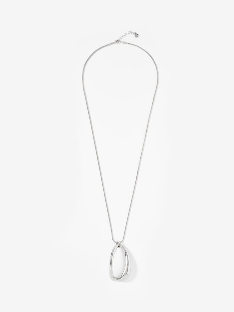 Mint Velvet Silver Tone Sculpted Long Pendant - Image 1 of 3 Mint Velvet Silver Tone Sculpted Long Pendant - Image 1 of 3