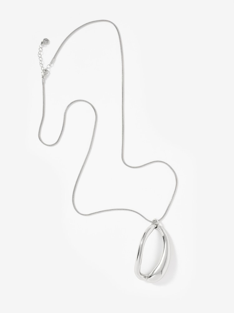 Mint Velvet Silver Tone Sculpted Long Pendant - Image 2 of 3 Mint Velvet Silver Tone Sculpted Long Pendant - Image 2 of 3
