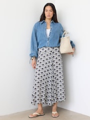Mint Velvet Blue Geo Print Drop Waist Maxi Skirt - Image 2 of 7
